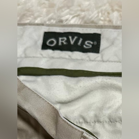 ORVIS Men's Size 38x30 Pleated Tan Pants 100% Cotton EUC - Picture 4 of 7